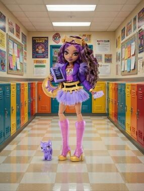 🐩♡Monster High Clawdeen Wolf Fashion Dollin Furry Skirt with Pet Crescent